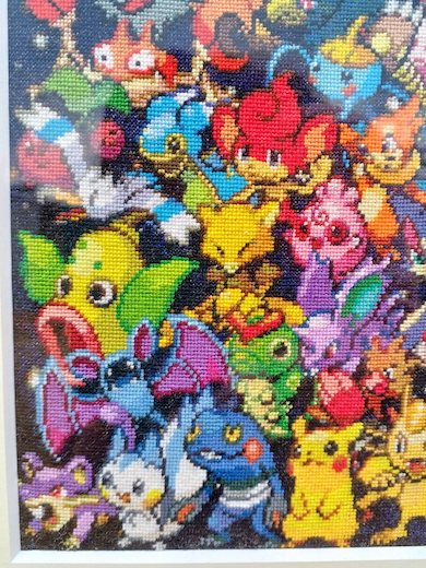 ポケモンの巨大クロスステッチ作品
