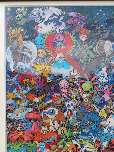 ポケモンの巨大クロスステッチ作品