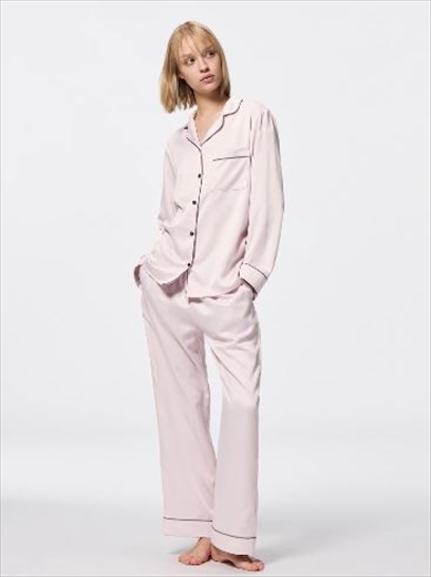 GU サテンパジャマ［長袖&ロングパンツ］