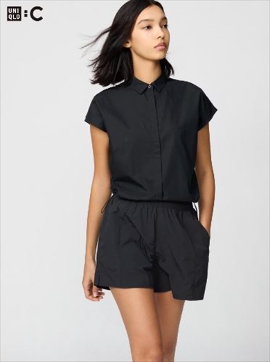 「ユニクロ」クロップドシャツノースリーブ