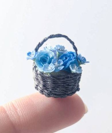 刺しゅう糸だけで作ったネモフィラ