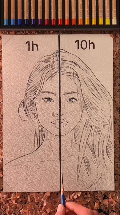 同じ線画の塗りに1時間かけた絵と10時間かけた絵