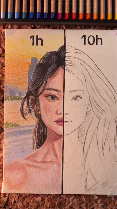 同じ線画の塗りに1時間かけた絵と10時間かけた絵