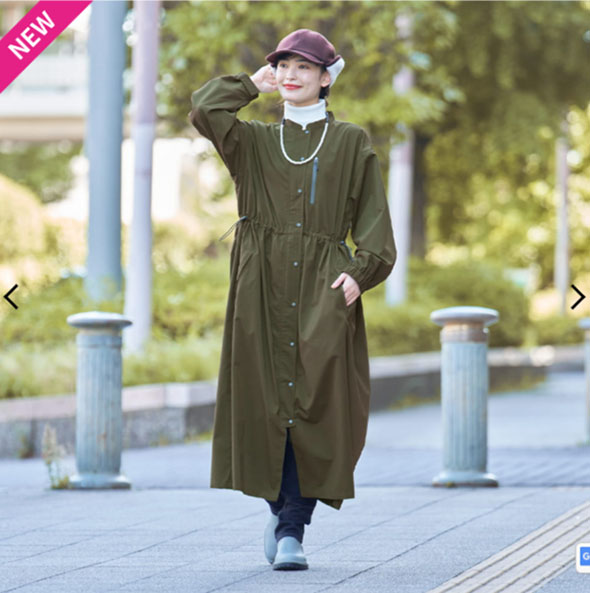 レディース高撥水シェルワンピースコート・ワンピース着用例