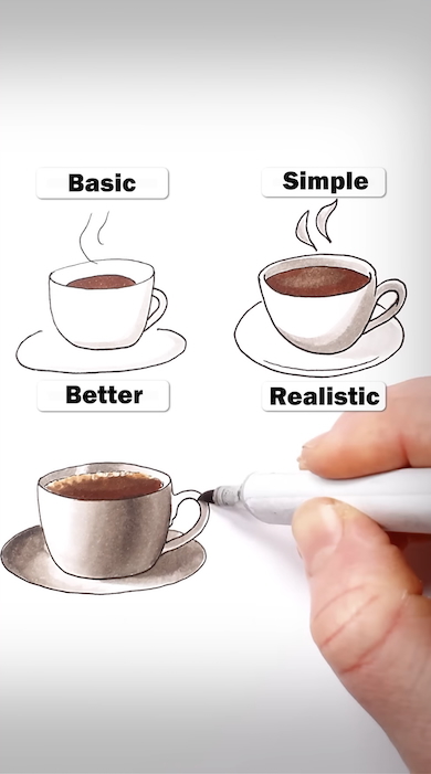 コーヒーカップの線画に着色する