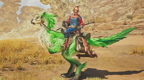 竜の上に乗るおじさん