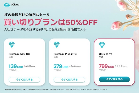 【PR】pcloud ／ 買い切り型クラウドストレージｐ