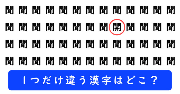 「聞」の中に1つだけ「開」が隠れています