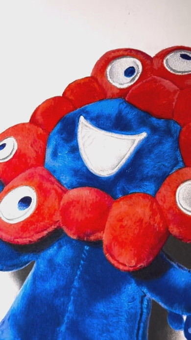 ミャクミャクのぬいぐるみ鉛筆画