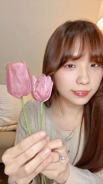 オーガンジーリボンで作るチューリップが春にぴったり