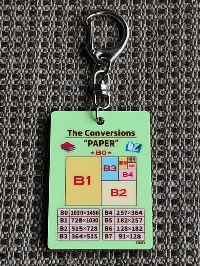 紙のサイズが分かるキーホルダー