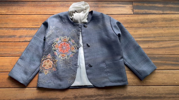 着物の帯がジャケットに変身