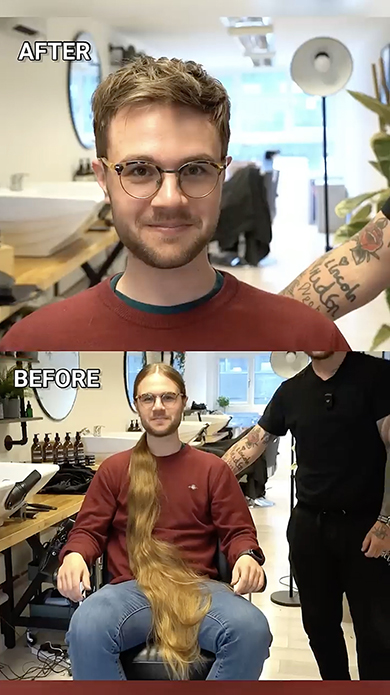 12年間髪を伸ばした男性のヘアカット