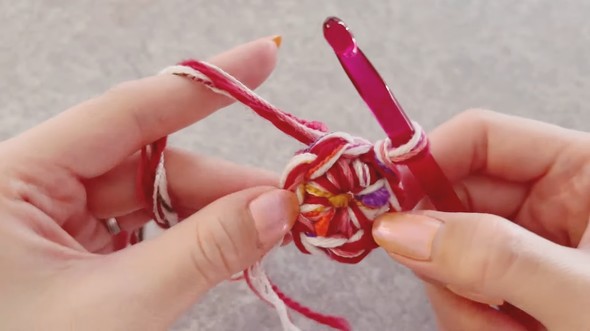 1段目を編み終えた画像