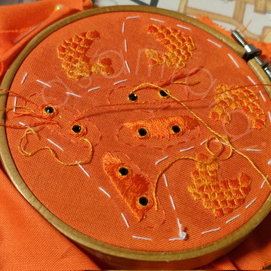 立体刺しゅうの金魚