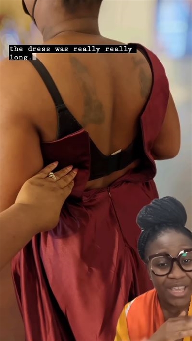 急きょ結婚パーティーに花嫁介添人として出ることになった人のドレスのお直し