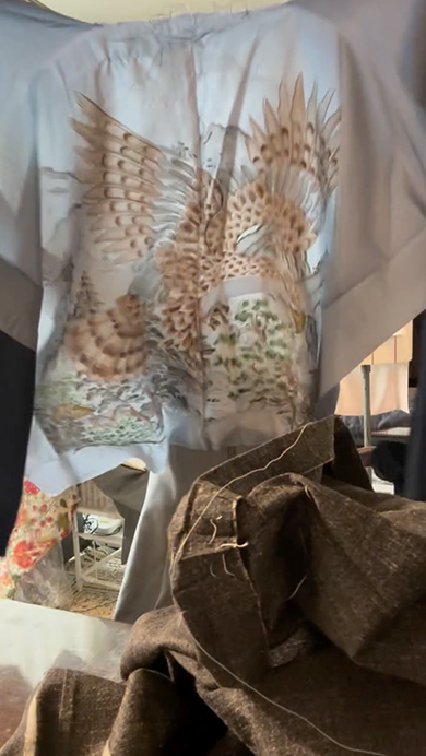 大島紬の着物をドレスにリメイク