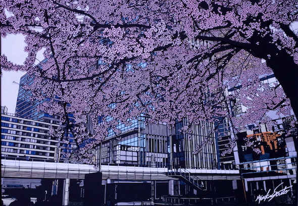 3枚重ねた切り絵作品