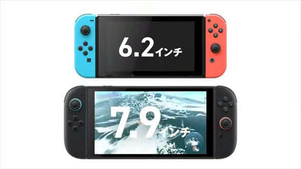 Nintendo Switch 2 画面サイズが大きく