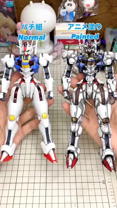 パチ組みとアニメ塗りのガンダム・エアリアル比較