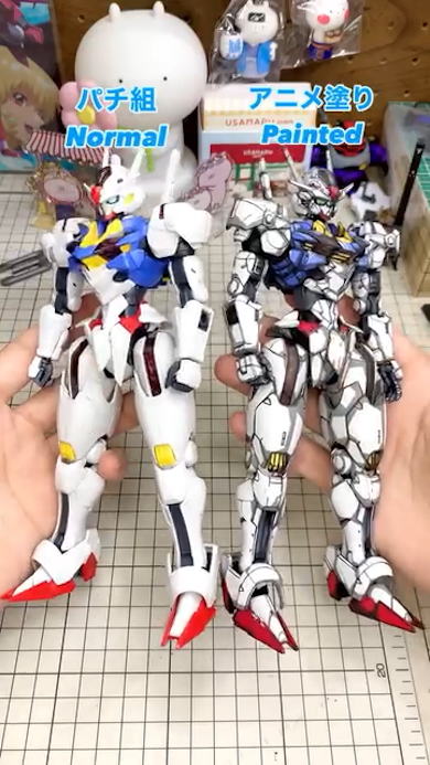 パチ組みとアニメ塗りのガンダム・エアリアル比較