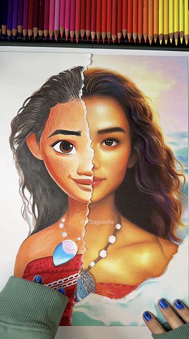 アニメタッチ＆リアルタッチでモアナを描いてみた