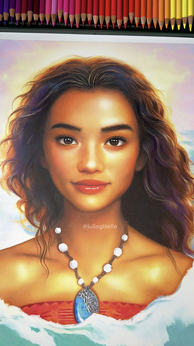 アニメタッチ＆リアルタッチでモアナを描いてみた