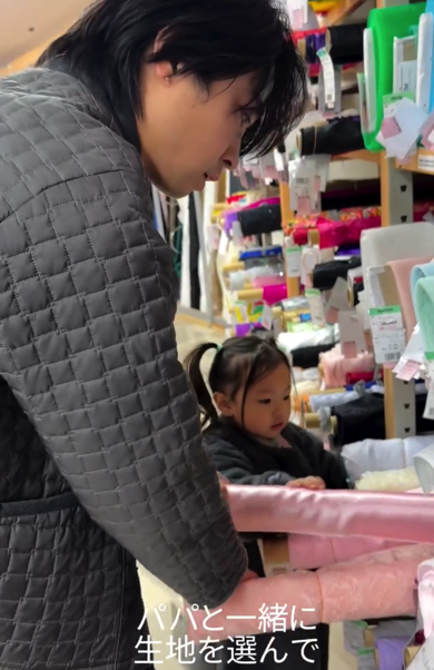 パパさんと娘ちゃんで一緒に生地選び