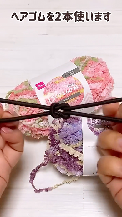 春夏毛糸で編んだヘアバンド