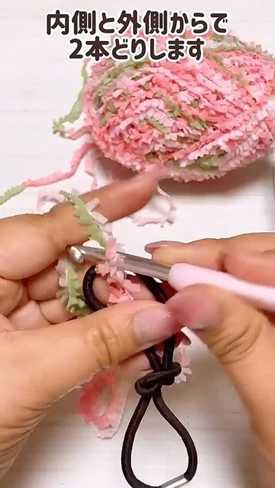 春夏毛糸で編んだヘアバンド