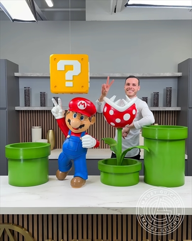 チョコレートで作りマリオの彫刻