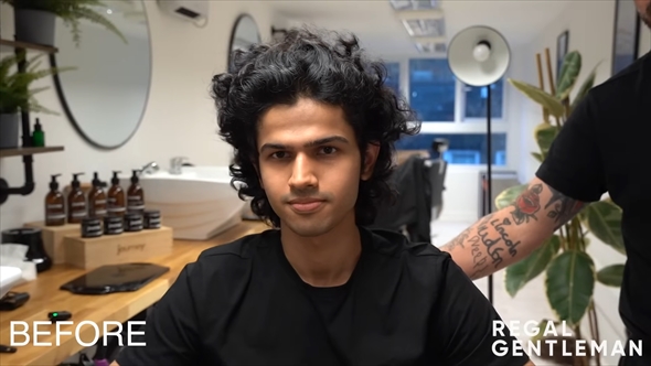 天然パーマに悩む青年が美容院で大変身