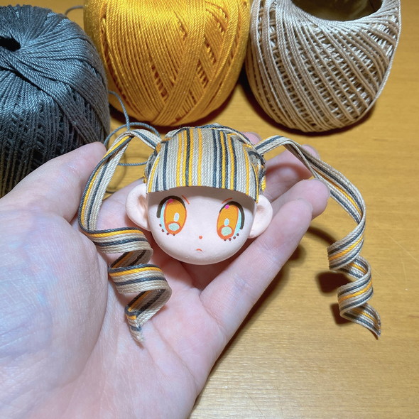 レース糸で作る人形の髪