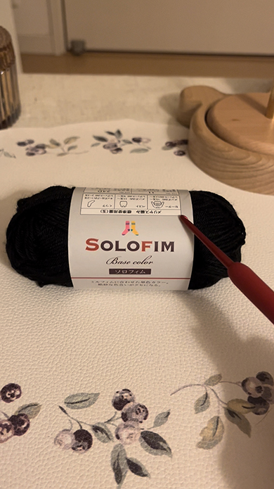 セリアの毛糸で編んだまっくろくろすけ