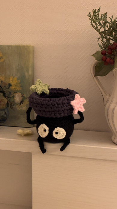 セリアの毛糸で編んだまっくろくろすけ