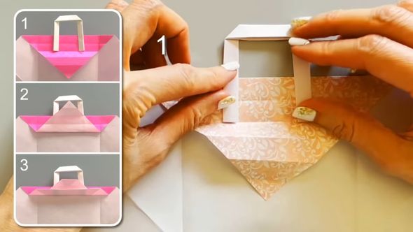 持ち手を折り込む様子