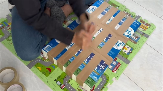 牛乳パックで作ったままごと台所