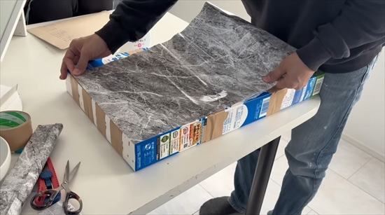 牛乳パックで作ったままごと台所