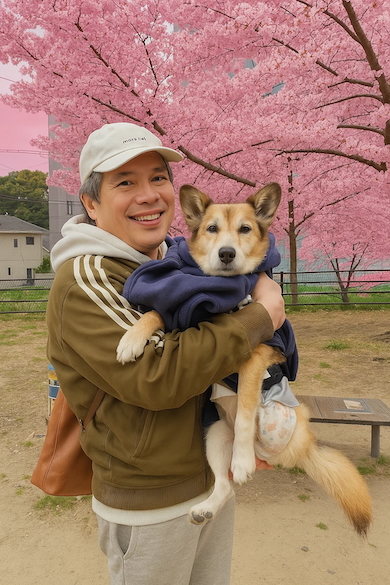 「背景の桜を明るくして」の指示で生成された画像