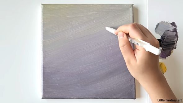 歯ブラシで猫の絵