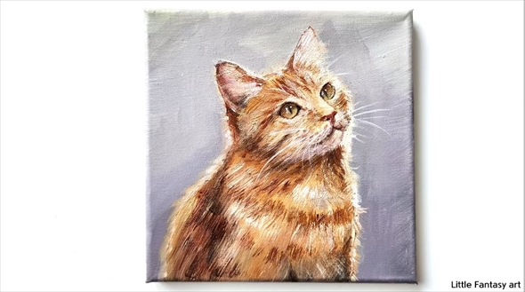 歯ブラシで猫の絵