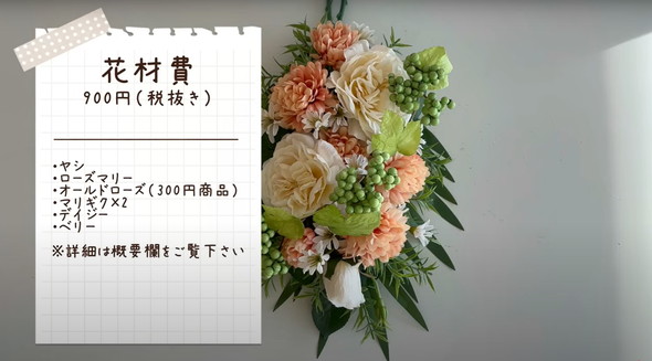 100均造花の壁掛けの作り方