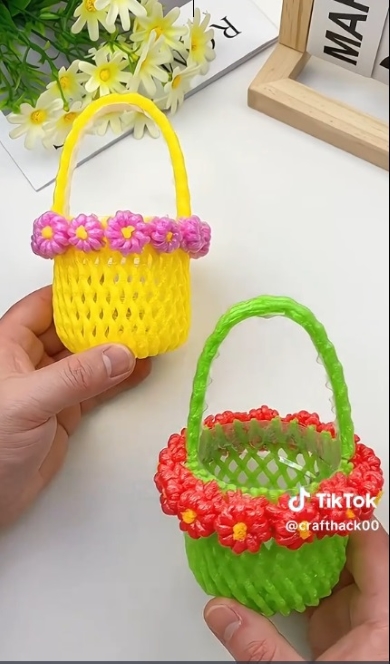 ペットボトルのミニバスケットの完成