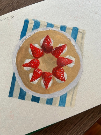 手描きのイチゴのミルクレープ