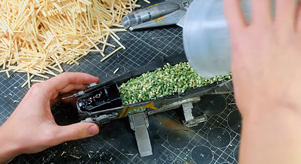 マッチの先端を詰める