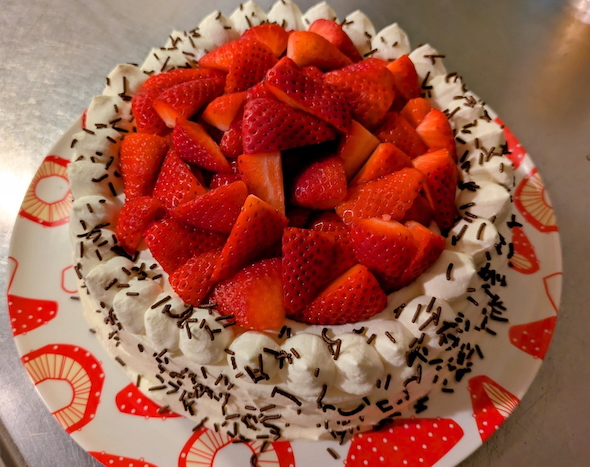 アリにたかられたようになったケーキ