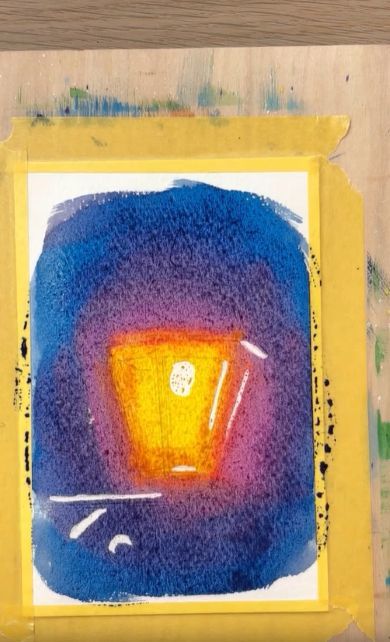 水彩で描く街灯の光らせ方