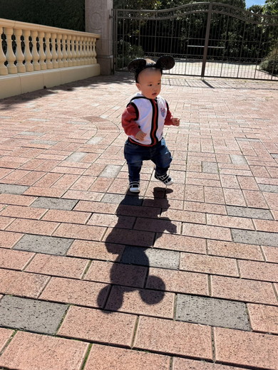 子どもの影がミッキーマウスのシルエット