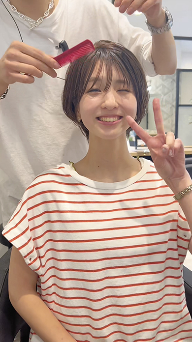 人生初のショートカットに挑戦した女性