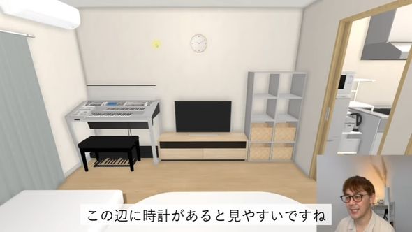 テレビの隣に置いた白い棚